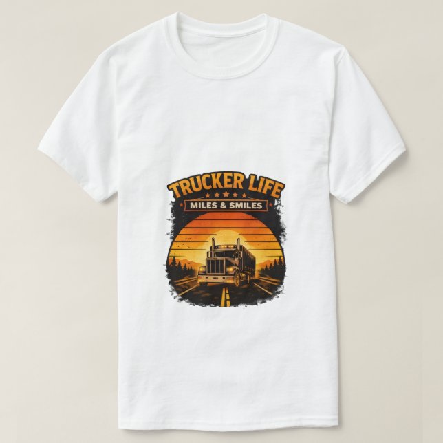 Camiseta Trucker Life Miles And Smiles Retro Sunset Tee (Diseño del anverso)