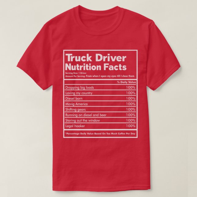 Camiseta Trucking Country Trucker Nutrition Fact Freight Tr (Diseño del anverso)