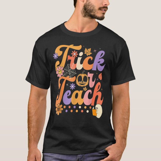 Camiseta Truco de Halloween o Hipp profesor de retro de ens (Anverso)