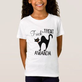 Camiseta Truco De Halloween O Trate A Gato Negro Brillante