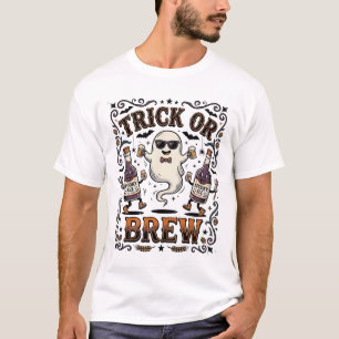 Camiseta Truco de poción de Halloween o cerveza antigua gra