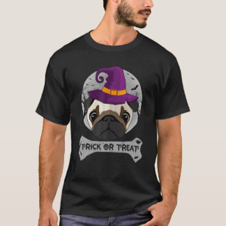 Camiseta Truco De Pug De Bruja O Trate Gracioso Perro Hallo