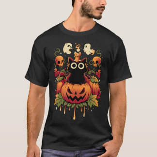 Camiseta Truco de vela de Halloween - Gato de Otoño