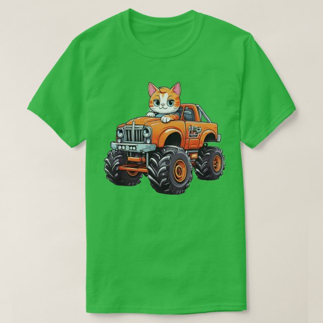 Camiseta Truco del monstruo de la conducción de un gato (Diseño del anverso)