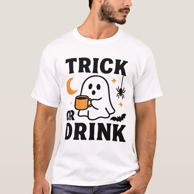 Camiseta Truco o beba gracioso fantasma de Halloween (Anverso)