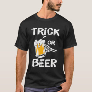 Camiseta Truco O Cerveza De Mano De Esqueleto