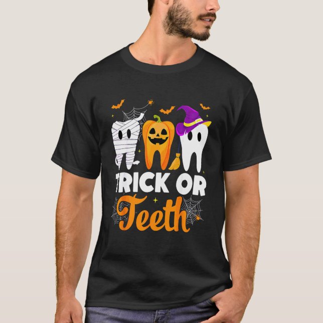 Camiseta Truco o dientes Halloween Dentista (Anverso)