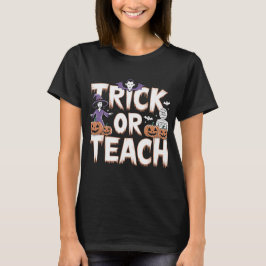 Camiseta Truco o Enseña Groovy Profesor Halloween Retro