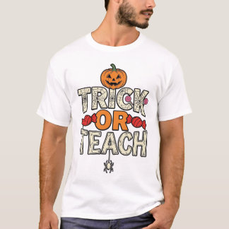 Camiseta Truco o Enseña Halloween Profesor Vintage Vector D