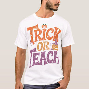Camiseta Truco o Enseña Profesor Groovy Halloween Retro