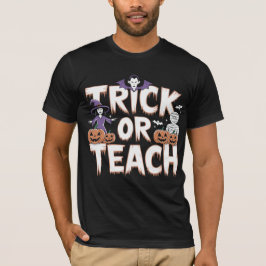Camiseta Truco o Enseña Profesor Groovy Halloween Retro