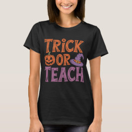 Camiseta Truco o Enseña Profesor Groovy Halloween Retro