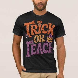 Camiseta Truco o Enseña Profesor Groovy Halloween Retro
