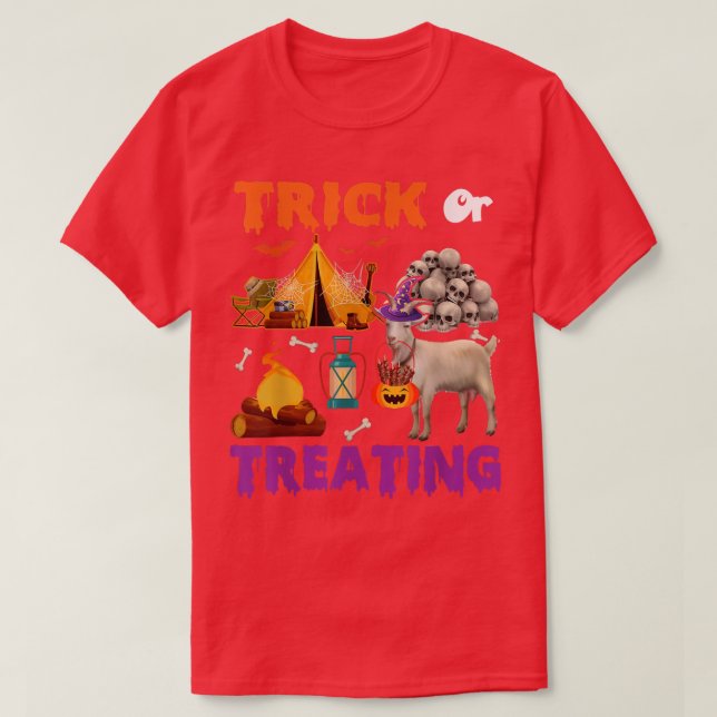 Camiseta Truco O Tratamiento De Halloween Cabra Camping Sca (Diseño del anverso)