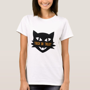 Camiseta Truco o tratamiento de Halloween con gato retro
