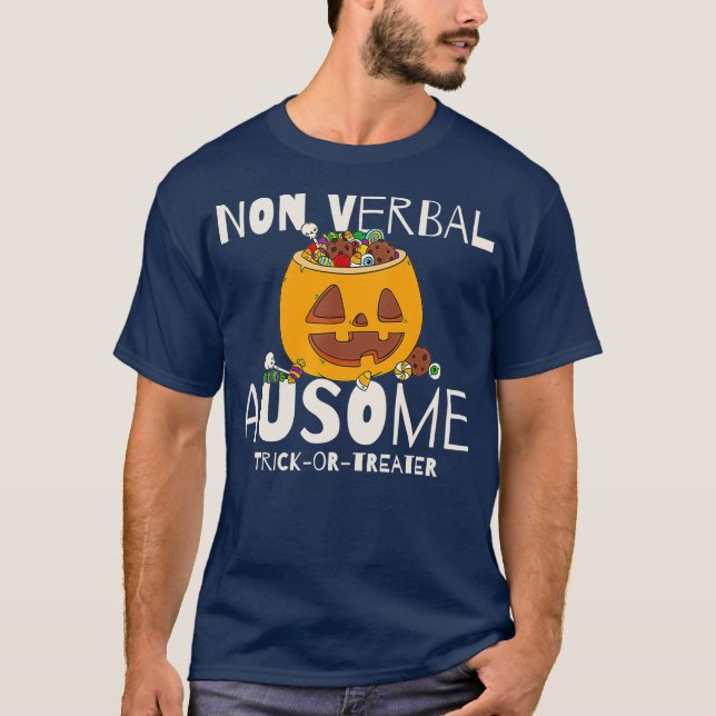 Camiseta Truco O Tratamiento De Halloween De Autismo No Ver (Anverso)