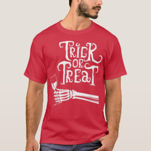 Camiseta Truco o tratamiento de la mano del esqueleto de vi