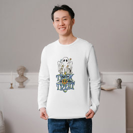 Camiseta Truco O Tratamiento Fantasma Halloween Larga Manga