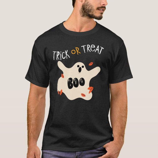 Camiseta Truco o tratar el divertido diseño fantasma (Anverso)