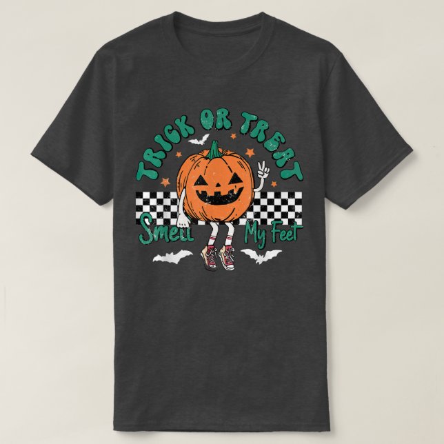 Camiseta Truco O Trate De Oler Mis Pies Calabaza Cuta Hallo (Diseño del anverso)