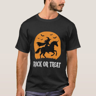 Camiseta Truco o trato Bruja Unicornio Diseño de Halloween_