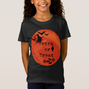 Camiseta Truco o trato con brujas y murciélagos en la luna 