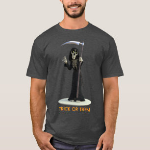 Camiseta Truco o trato. Cosechador sombrío de dibujos anima