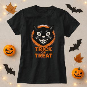Camiseta Truco o trato de gato negro retro