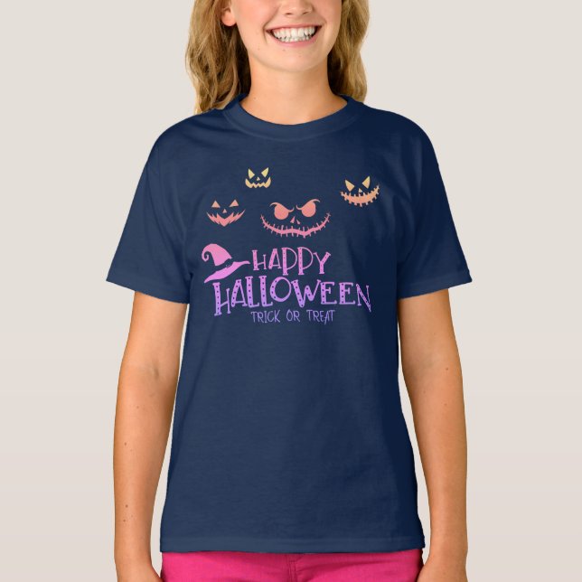 Camiseta Truco o trato feliz disfraz de Halloween para chic (Anverso)