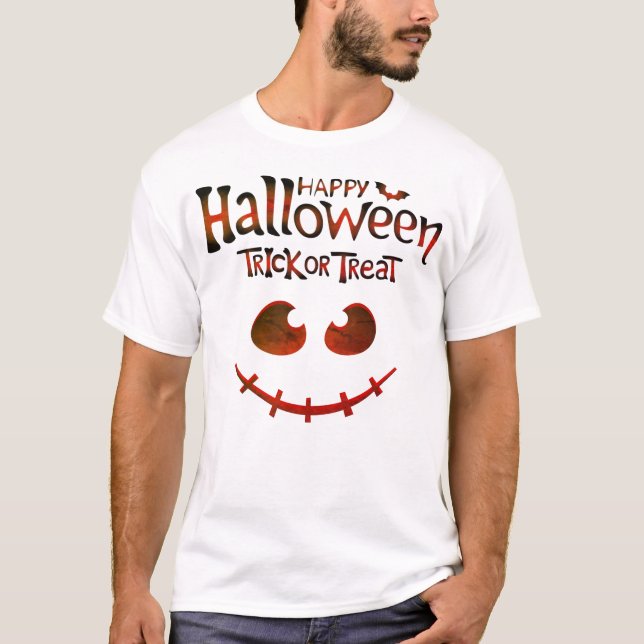 Camiseta Truco o trato Feliz Halloween para los hombres cam (Anverso)