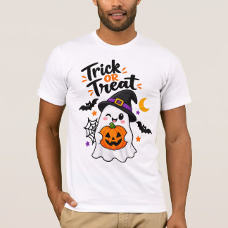 Camiseta Truco o trato Halloween Fantasma Calabaza Sombrero