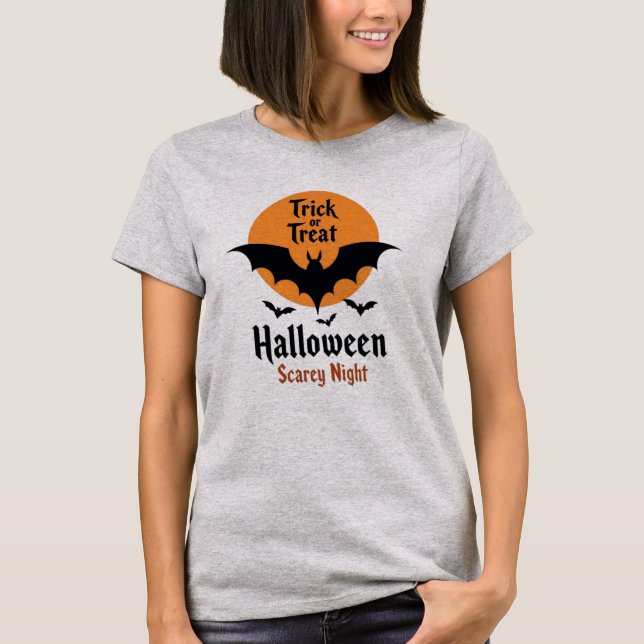Camiseta Truco o trato Halloween Noche de miedo Murciélago (Anverso)