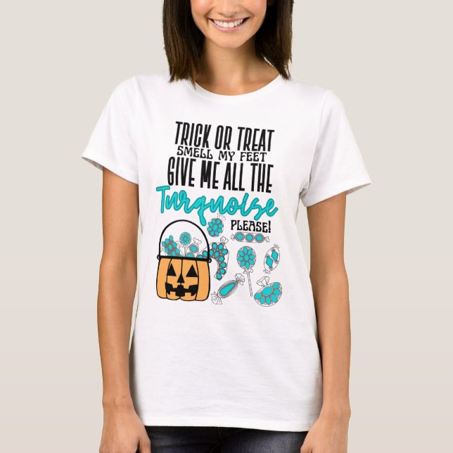 Camiseta Truco o trato turquesa (Anverso)