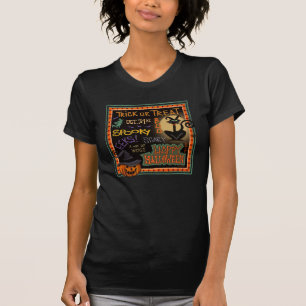 Camiseta Truco o truco de gato de calabaza Halloween bruja