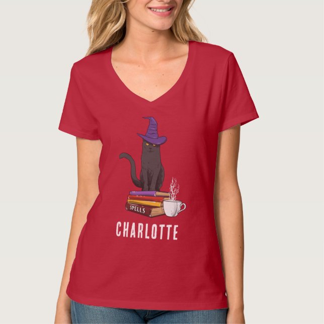 Camiseta Truco personalizado o trato a Halloween de bruja d (Anverso)