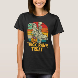Camiseta Truco Rawr Trata Esqueleto Dino Niño Chico Hallow