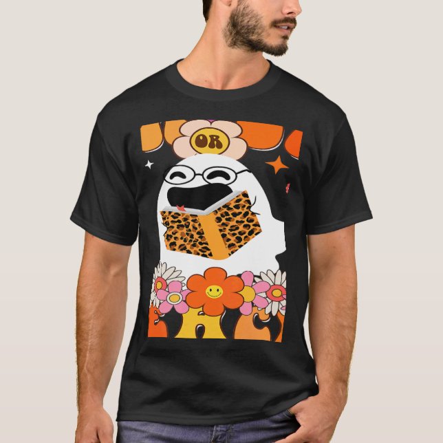 Camiseta Truco Retro Groovy O Enseñar A Cute Fantasma Maest (Anverso)