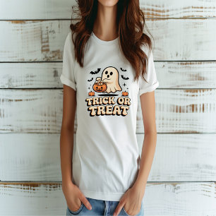 Camiseta Truco retro o trato a fantasma lindo de Halloween