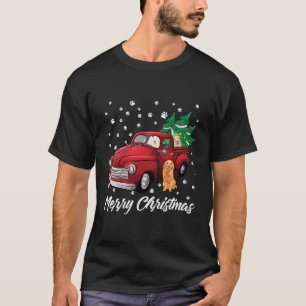 Camiseta Truco Rojo Merry Christmas Tree Golden Retriever C