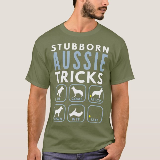 Camiseta Trucos de perro de ganado australiano de renombre  (Anverso)