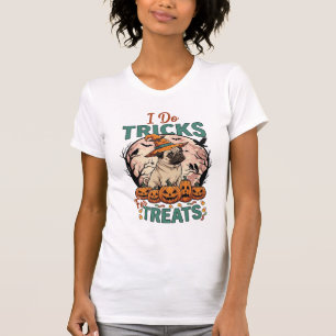 Camiseta Trucos Golosinas Halloween Pug Sombrero de Bruja C