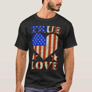 Camiseta True Love American Flag EEUU Patriotic Hearent Val