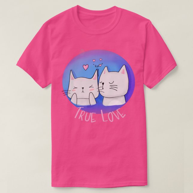 Camiseta True Love with Cats and a kiss (Diseño del anverso)
