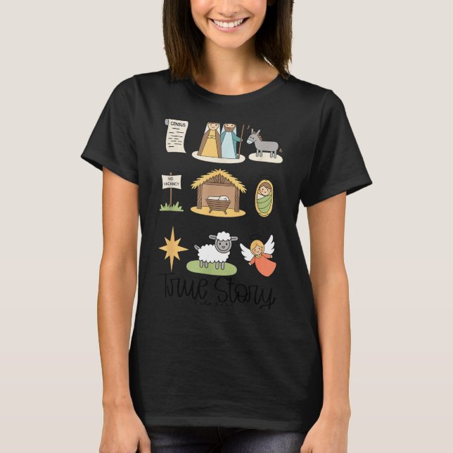 Camiseta True Story Jesus Nativity Christian Christmas  (Anverso)