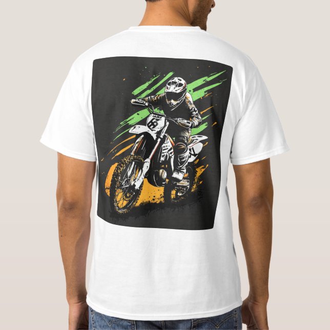 Camiseta Trueno blanco: Leyenda de la cruz de moto (Reverso)