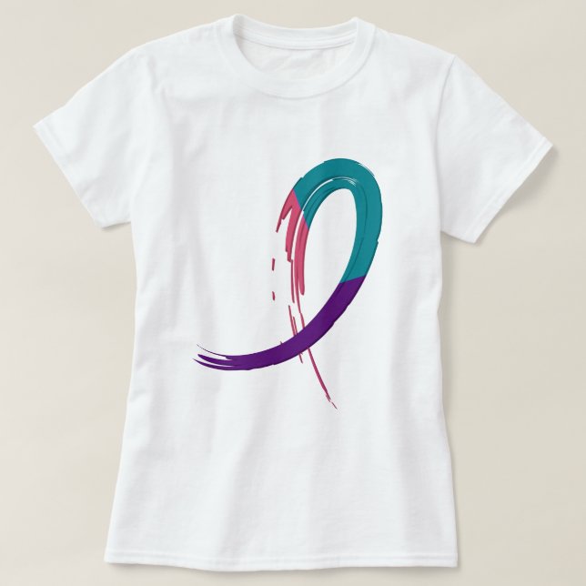 Camiseta Trullo del cáncer de tiroides, púrpura, y cinta A4 (Diseño del anverso)