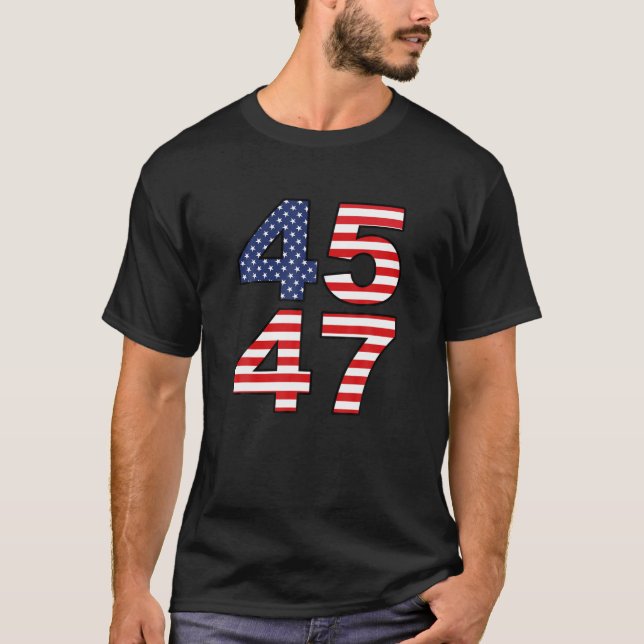 Camiseta Trump 2024 45 47 Bandera Estadounidense Estados Un (Anverso)