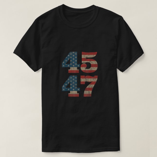 Camiseta Trump 2024 45 47 Retro de bandera estadounidense a (Diseño del anverso)