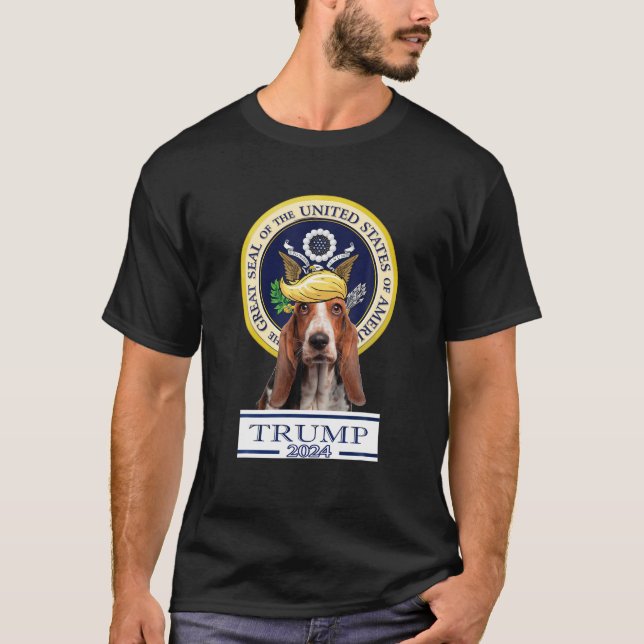 Camiseta Trump 2024 Bassett Hound T Shirt (Anverso)