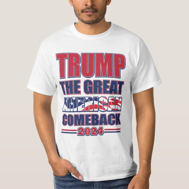 Camiseta Trump 2024 El gran regreso de Estados Unidos (Anverso)